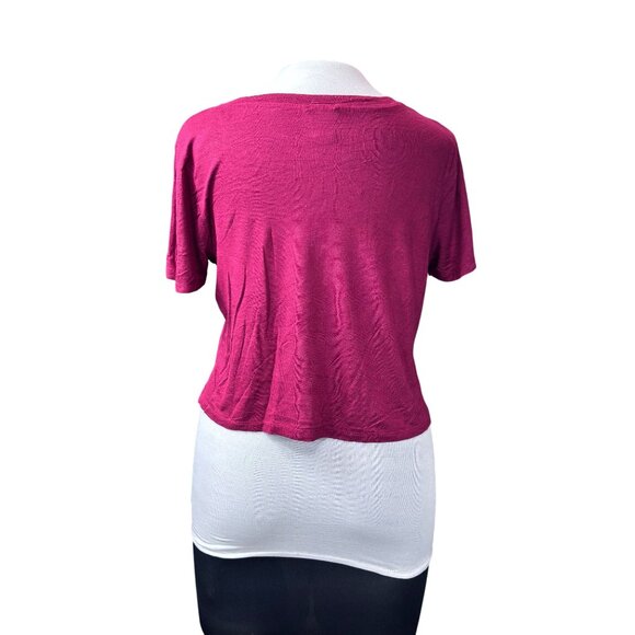 Bozzolo Womens V-Neck Cropped T-Shirt S Rayon/Spandex Blend Burgundy - Picture 3 of 10